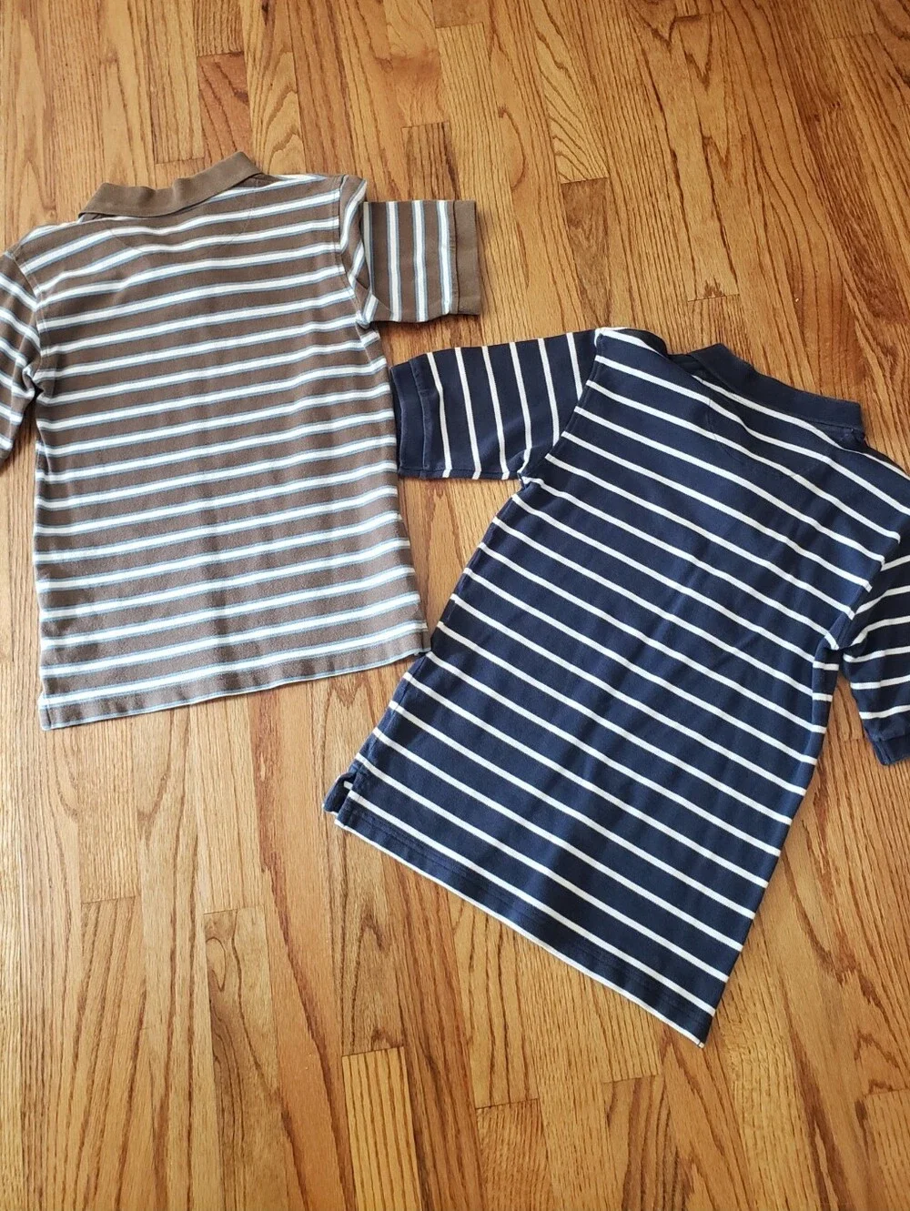The Children's Place Striped Polo Duo-Navy, Brown, White & Lt. Blue - L(10/12)